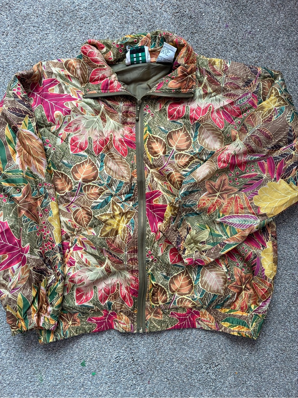 Vintage 100% Silk Fall Leaves Lightweight Jacket (s)